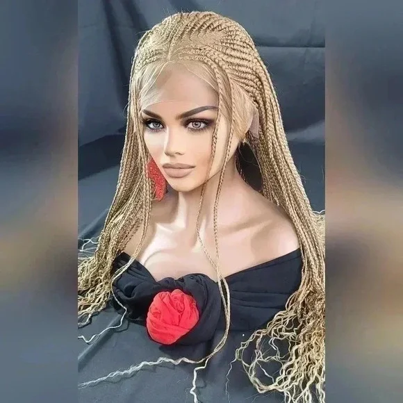 Braided Wig: African-Inspired,  feeding cornrows blond Human-Synthetic NWT - Picture 14 of 17
